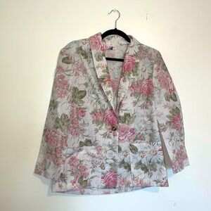 Block Island by Marina Pappas  | Vintage Floral Linen Style Blazer